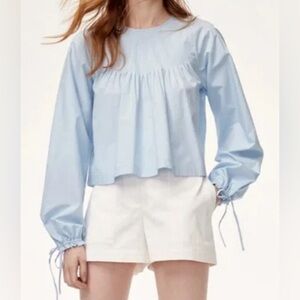 Aritzia Wilfred Enola Shirting Blue Blouse Top